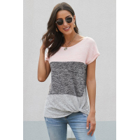 Pink Color Block Twist Tee