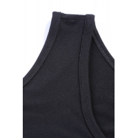 Black Casual Women Tank Top with Multicolor Pocket