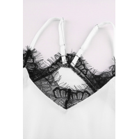 White Eyelash Lace Trim Cami Tank