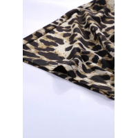 Leopard Hollow-out Neck Tee with Knot Hem