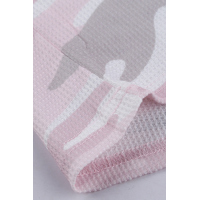 Pink Split Neck Camo Thermal Knit Top