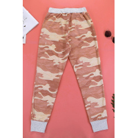 Orange Camo Print Knit Sport Pants