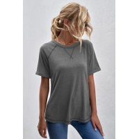 Gray Heathered Round Neck T-shirt