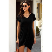 Black Clear Skies Jersey Twist T-Shirt Dress