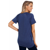 Navy Heathered Short Sleeve Pocket Tee