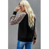 Leopard Pumpkin Print Long Sleeve Blouse