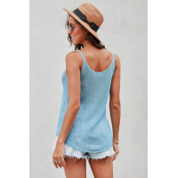 Sky Blue Knitted Cami Tank Top