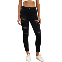 Black High Waist Ripped Skinny Jeans