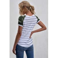 Green Striped Camo Pocketed Patch Tee