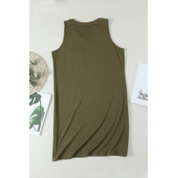 Army Green Chest Pocket Tank Mini Dress