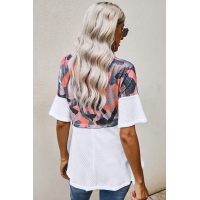 Camo Print Patchwork Short Sleeve Casual Top