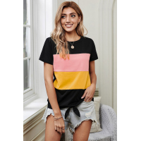 Color Block Panel Front T-shirt with Knot