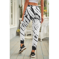 White Pocketed Tie-dye Print Joggers