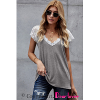 Gray Lace Knit Tank