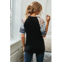 Leopard Chic Dotty Sleeve Black Top