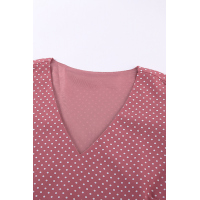 Swiss Dots V Neck Cap Sleeve Ruffle Mini Dress