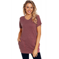 Burgundy Heathered Short Sleeve Pocket Tee