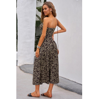 Black Bohemian Bandeau Floral Print Maxi Dress