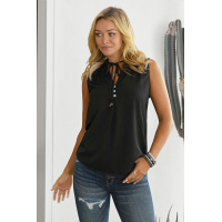 Black Larger Than Life Neck Tie Tank Top