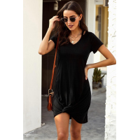 Black Clear Skies Jersey Twist T-Shirt Dress