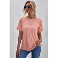 Pink Heathered Round Neck T-shirt