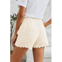 Beige Casual Drawstring Pocket Shorts