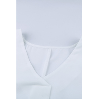 White V Neck 3/4 Sleeve High Low Hem Shirt