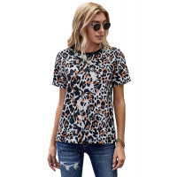 Short Sleeve Leopard Print Top