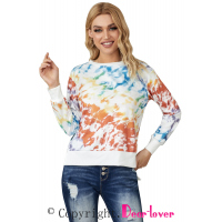 High Low Hem Tie-dye Print Top with Slits