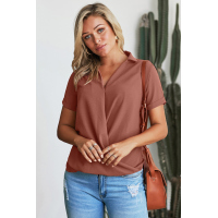 Rusty Crepe Drape Blouse