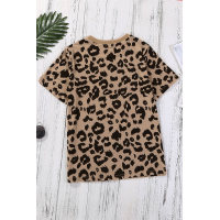 Crew Neck Leopard Print  Basic T-shirt