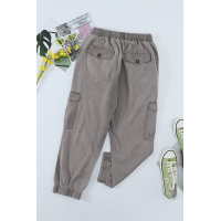 Gray Drawstring Cargo Pocketed Joggers