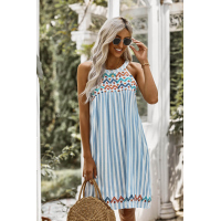 Blue Striped Printed Tank Dress