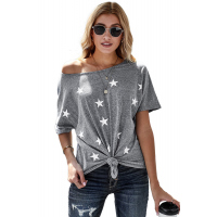 Dusty Blue Star Print Short Sleeve T-shirt 