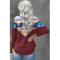 Burgundy Thermal Aztec Long Sleeve Top