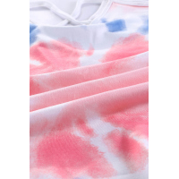 Pink Tie Dye Strappy Crossed Neckline Tank Top