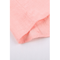 Pink Sleeveless Button Closure Ruffled Linen Shirt