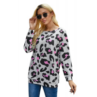 Gray Leopard Long Sleeve Top