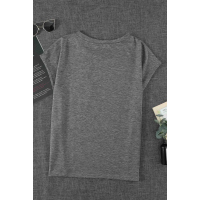 Gray Pocketed Tee with Side Slits