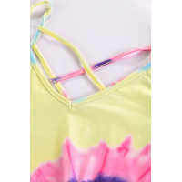 Tie Dye Strappy Crossed Neckline Tank Top