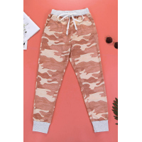 Orange Camo Print Knit Sport Pants