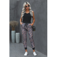 Brown Leopard Cotton Pocketed Joggers