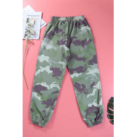 Green Elastic Waist Neon Camo Joggers