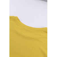 Yellow Cheetah Detail Balloon Sleeve Top